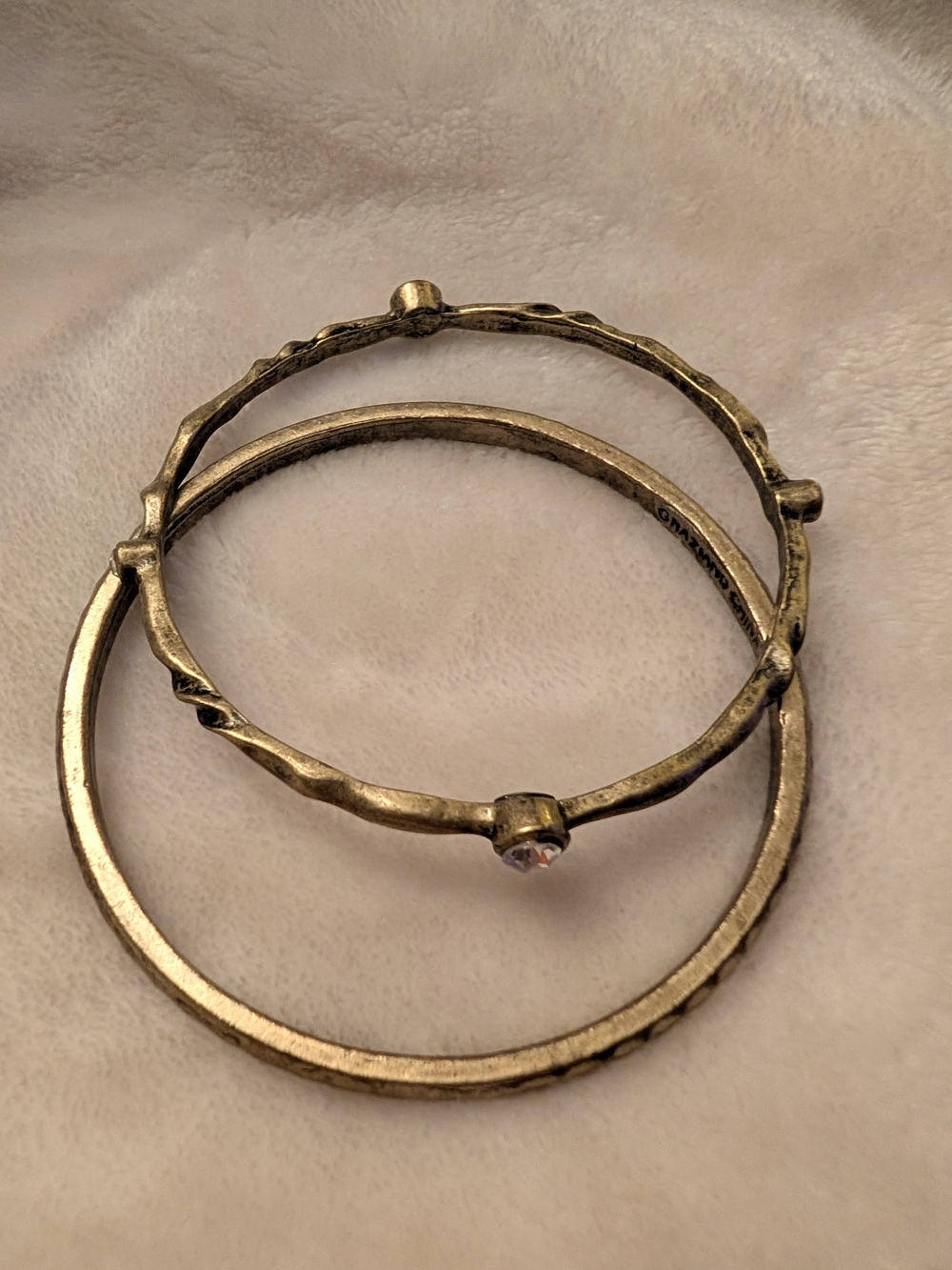 Antique Gold-Tone Graziano Crystal Accent Bangle Bracelet Set Signed